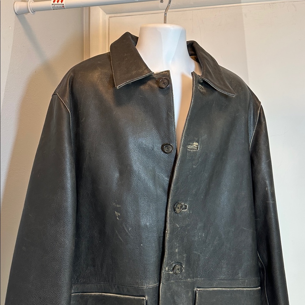 Colebrook Lined Signature Distressed Leather Coat & Scarf XL Like New - Picture 9 of 15
